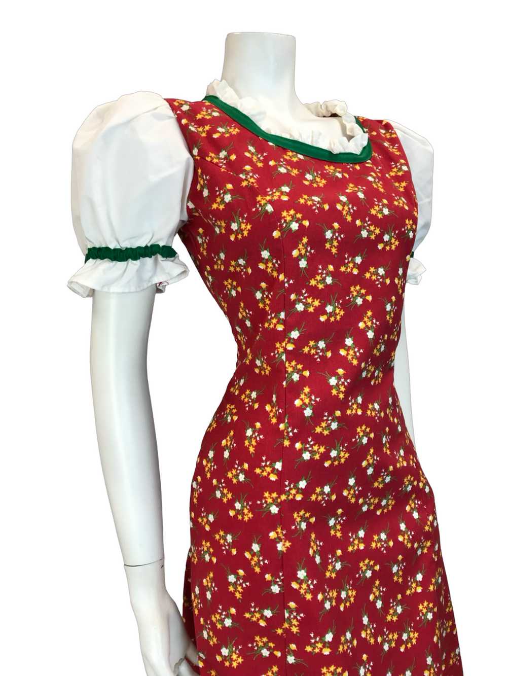 VTG 70S BAVARIAN OKTOBERFEST DIRNDL MINI DRESS RE… - image 5