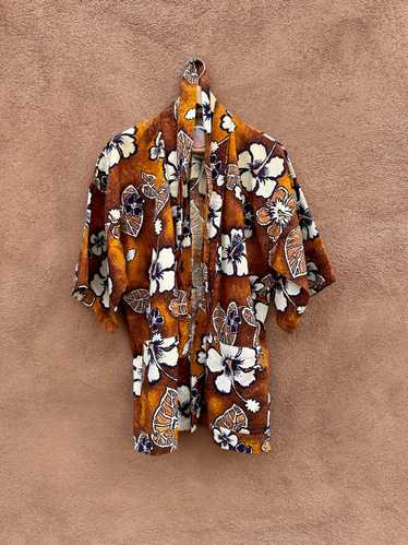 Rare 1950's Rai Nani Barkcloth Hawaiian Robe with 