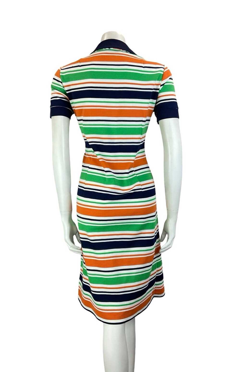 VTG 60S 70S STRIPED NAVY BLUE WHITE ORANGE GREEN … - image 7