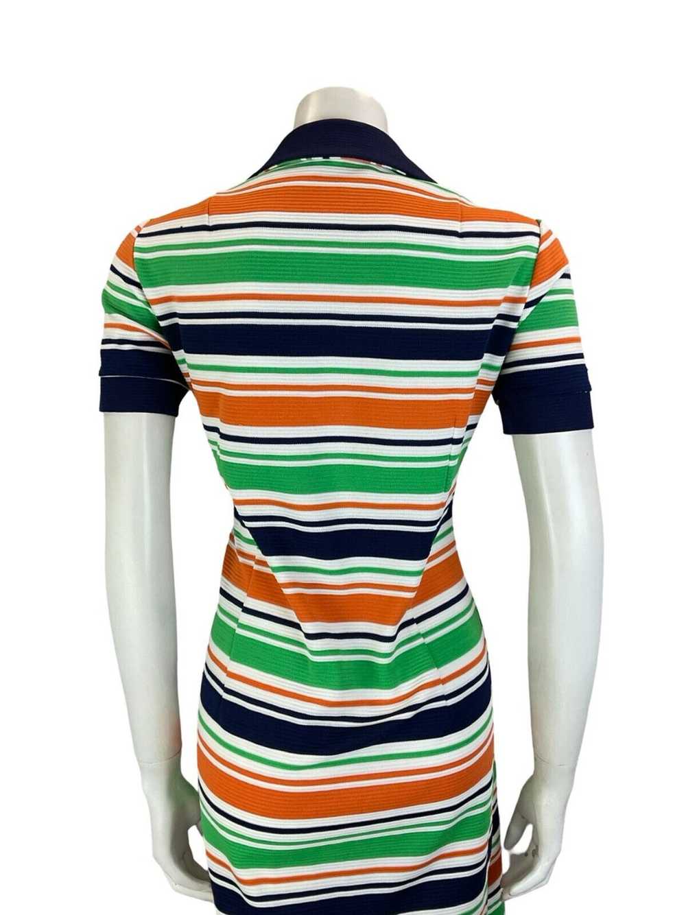 VTG 60S 70S STRIPED NAVY BLUE WHITE ORANGE GREEN … - image 8