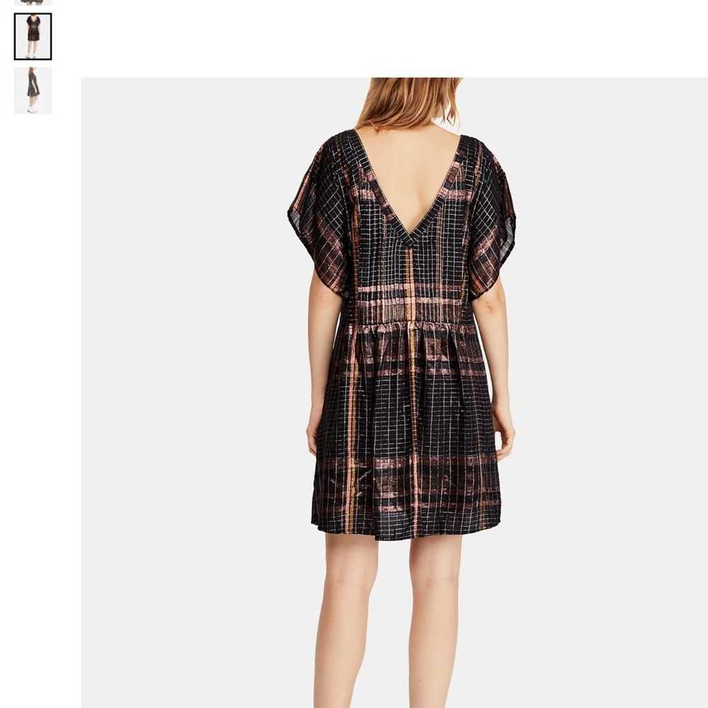 Free People BARCELONA Metallic Shimmery Plaid Min… - image 3