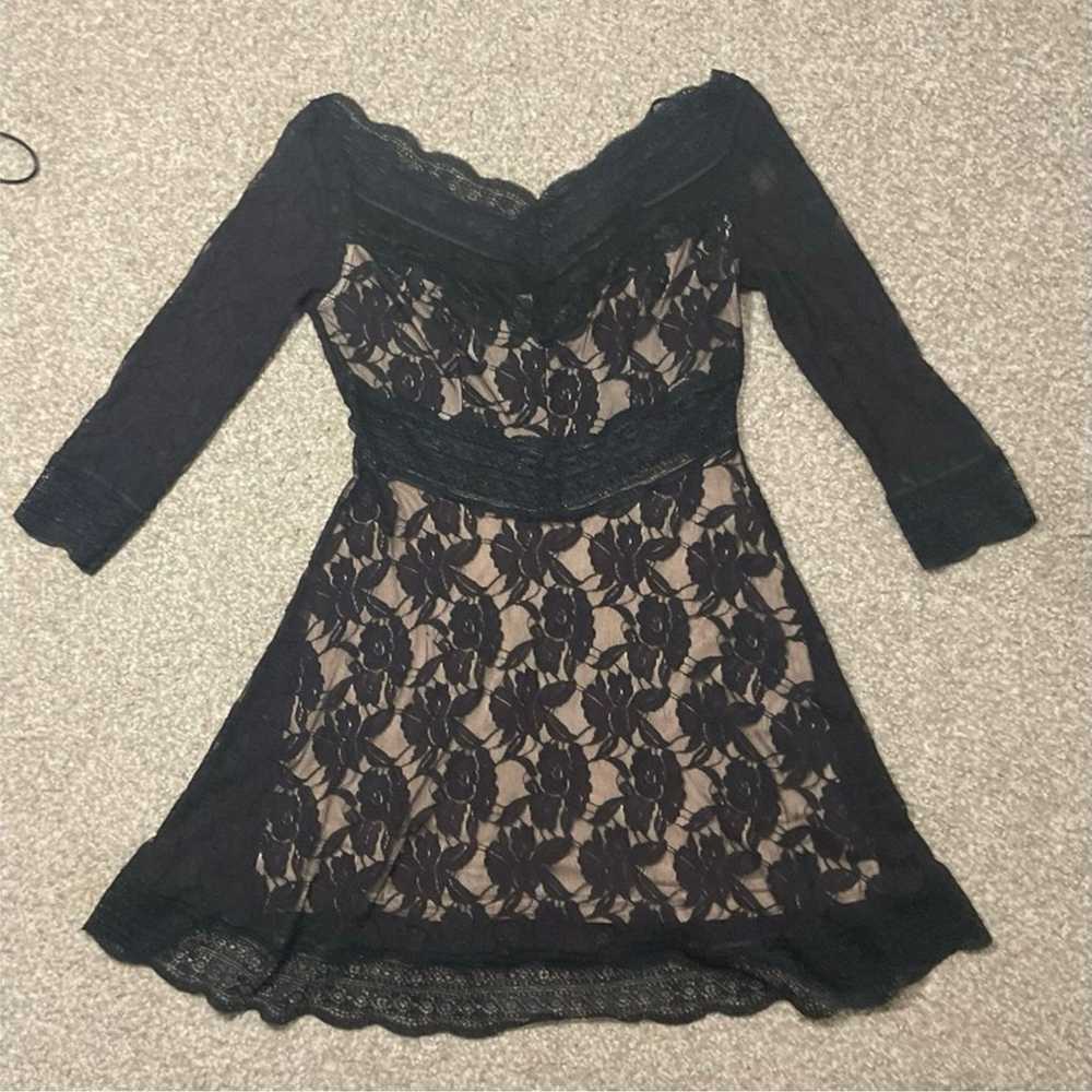 Free People Lacey Affair Lace Cutout Black Mini D… - image 4