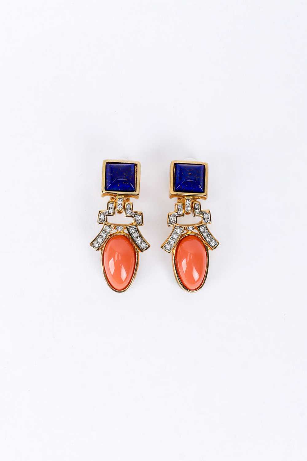 KENNETH JAY LANE Art Deco Cabochon Drop Earrings - image 1