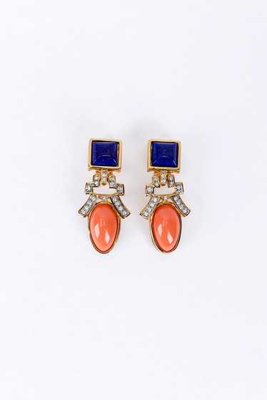 KENNETH JAY LANE Art Deco Cabochon Drop Earrings - image 1