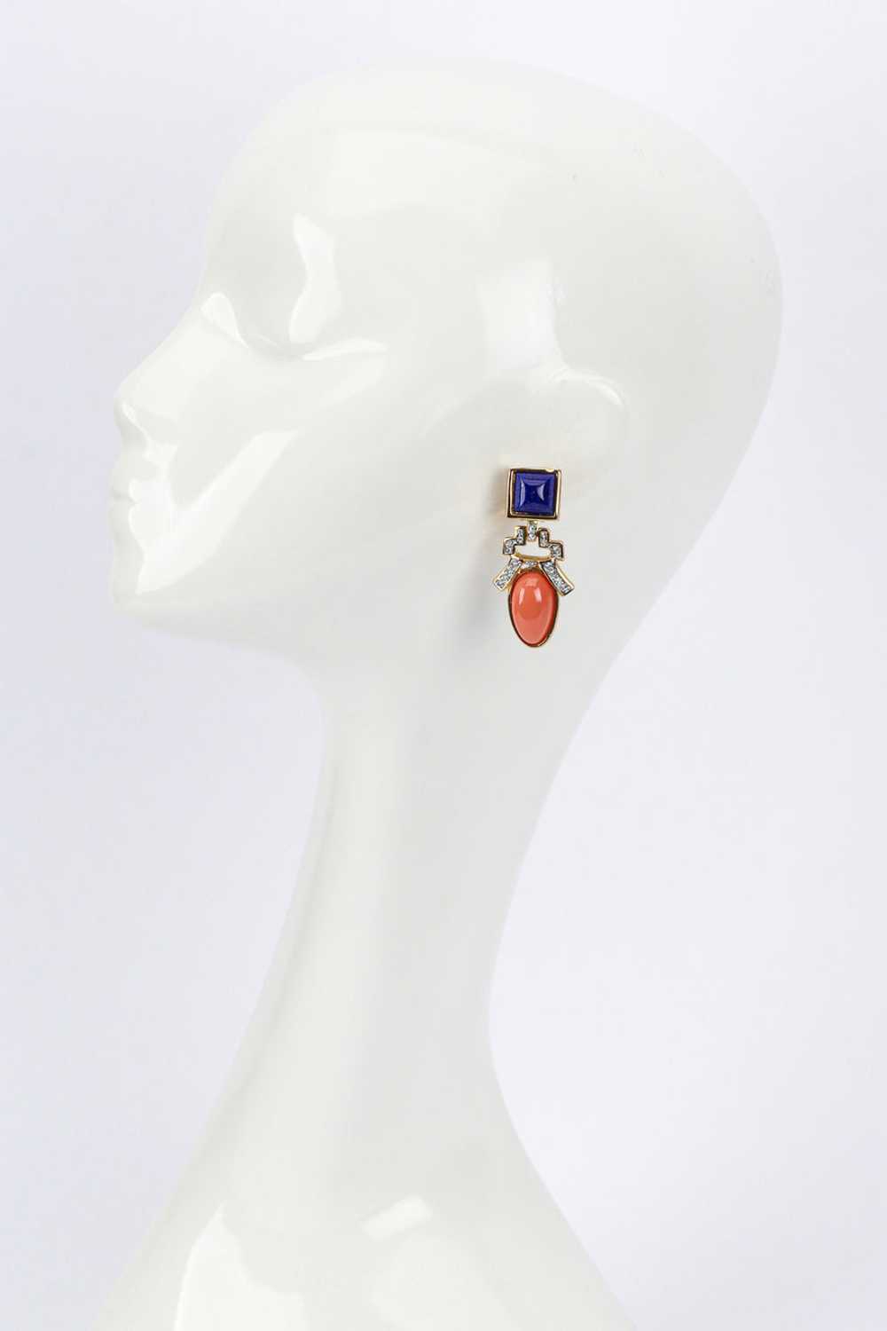 KENNETH JAY LANE Art Deco Cabochon Drop Earrings - image 3