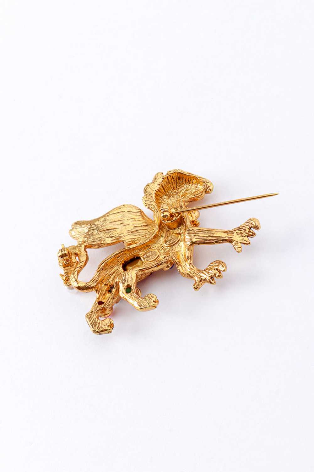 KENNETH JAY LANE Bejeweled Griffin Brooch - image 4