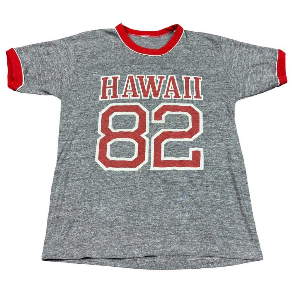 Tee Shirt × Vintage Vintage 1982 Hawaii Gray Red … - image 1