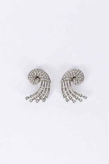 KENNETH JAY LANE Deco Wave Rhinestone Earrings