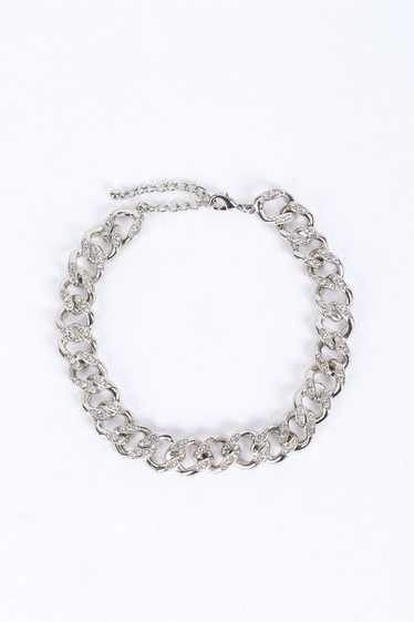 KENNETH JAY LANE Silver Rhinestone Curb Chain Neck