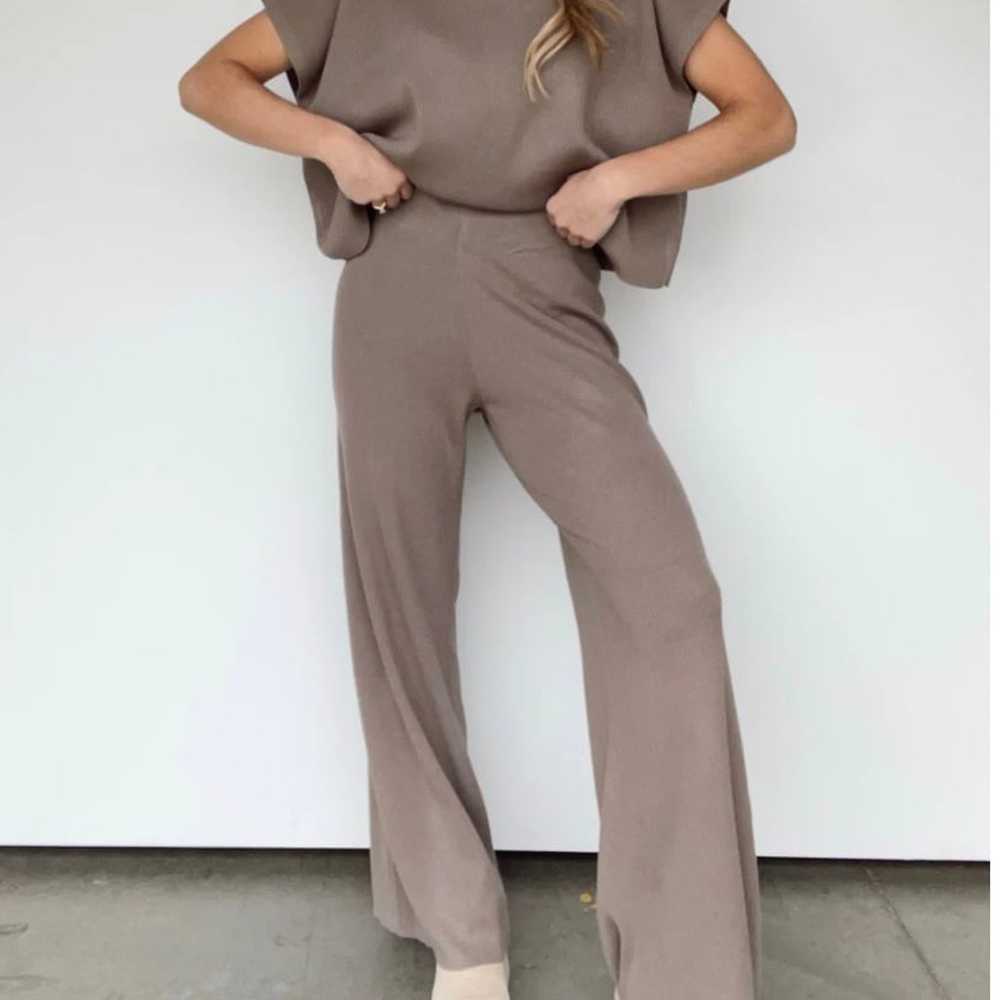 Lane 201 knit top and wide leg pant set mocha bei… - image 3