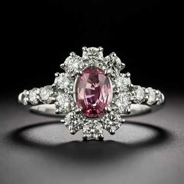 Estate Pink Sapphire and Diamond Halo Ring