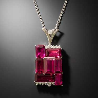 Estate Pink Tourmaline and Diamond Necklace