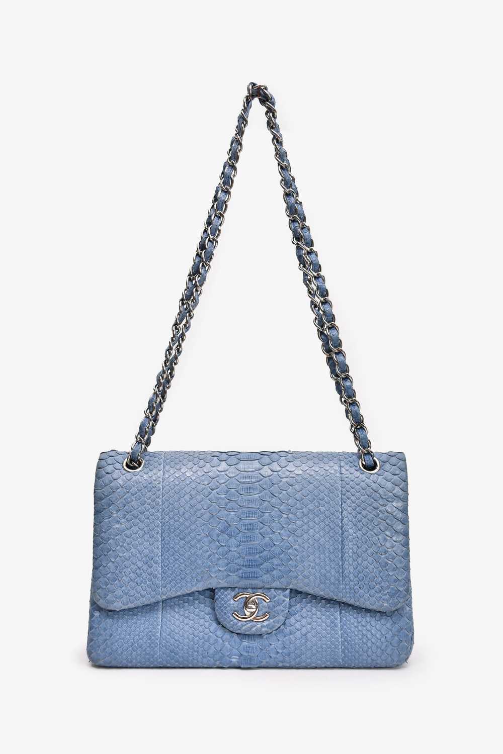 Pre-Loved Chanel™ 2013/14 Blue Python Jumbo Class… - image 4