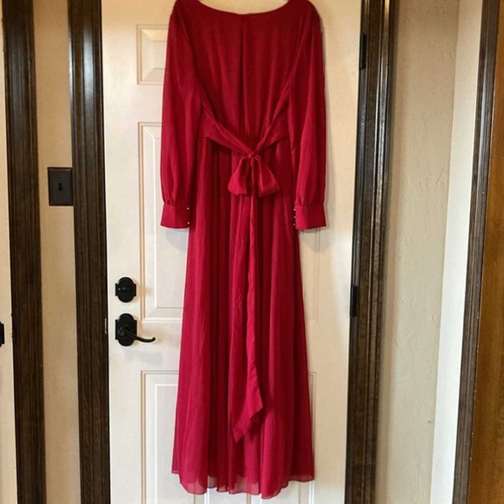 2X Ricarica Red Chiffon Long Sleeve Plus Maxi Dre… - image 10