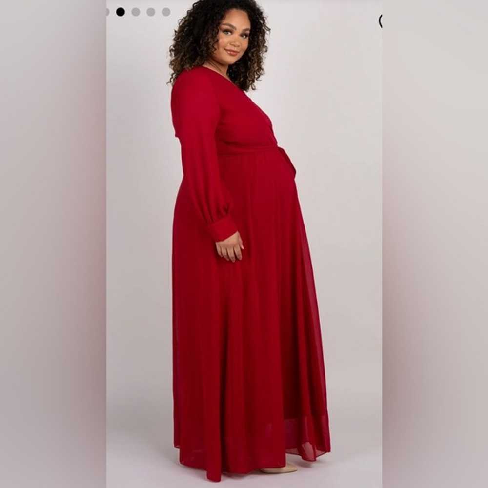 2X Ricarica Red Chiffon Long Sleeve Plus Maxi Dre… - image 2