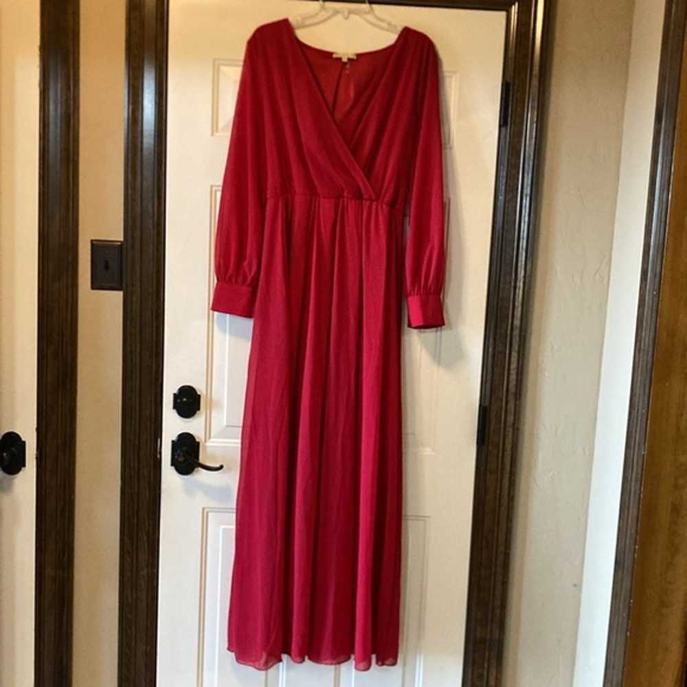 2X Ricarica Red Chiffon Long Sleeve Plus Maxi Dre… - image 5