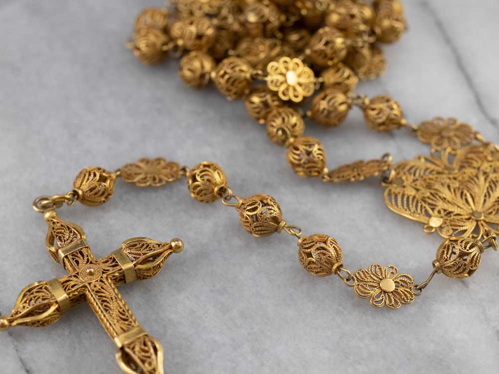 Portuguese Gold Filigree Rosary - image 2