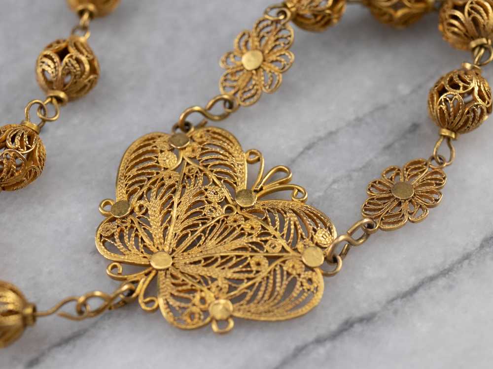 Portuguese Gold Filigree Rosary - image 3