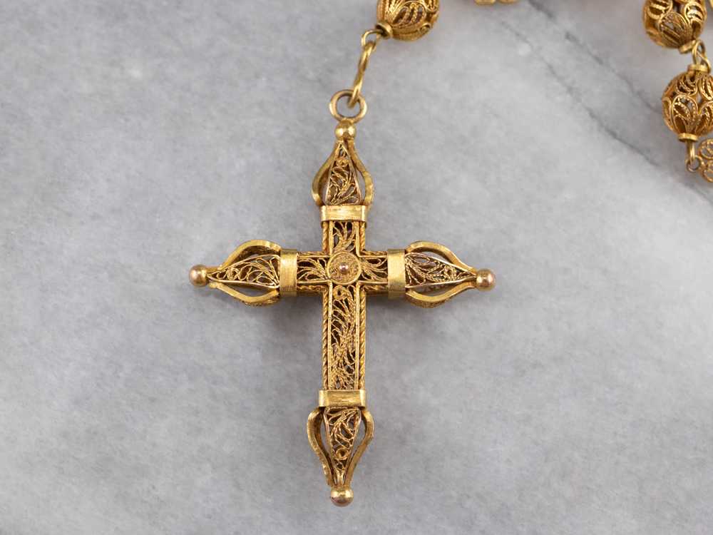 Portuguese Gold Filigree Rosary - image 5