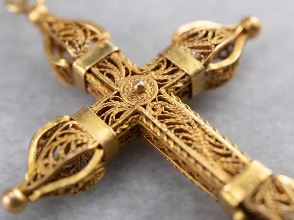 Portuguese Gold Filigree Rosary - image 6