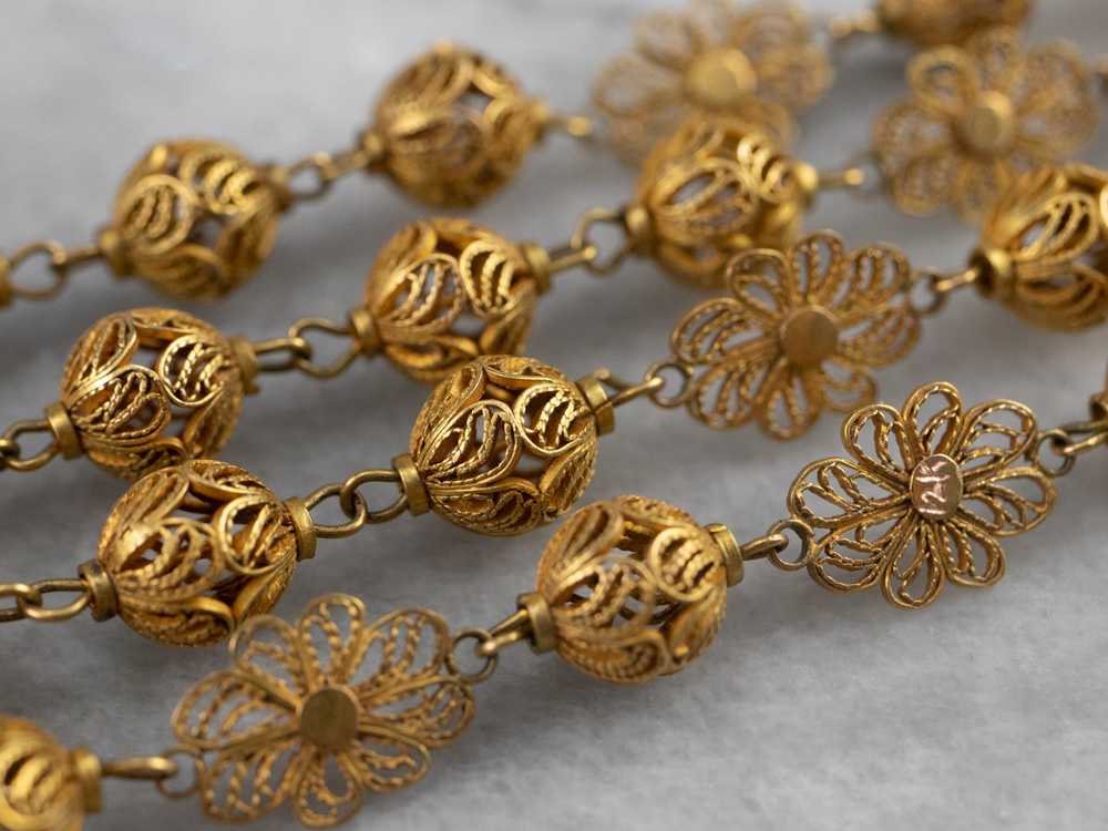 Portuguese Gold Filigree Rosary - image 7