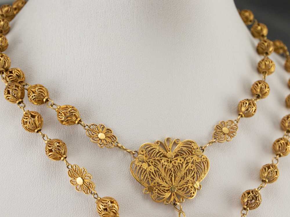 Portuguese Gold Filigree Rosary - image 8