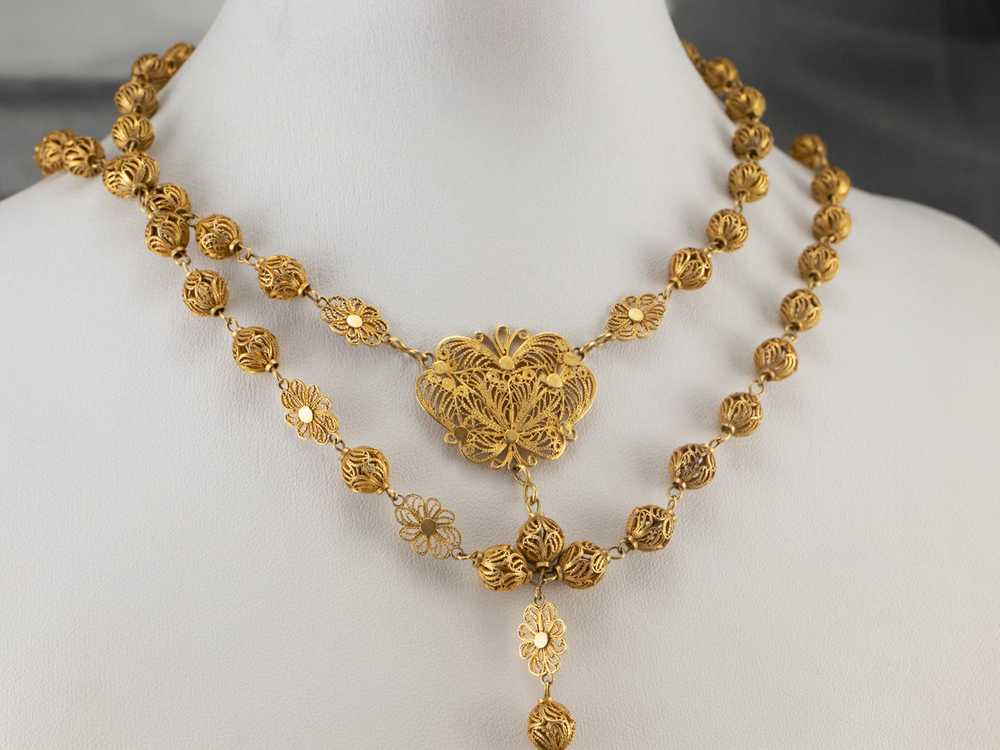 Portuguese Gold Filigree Rosary - image 9