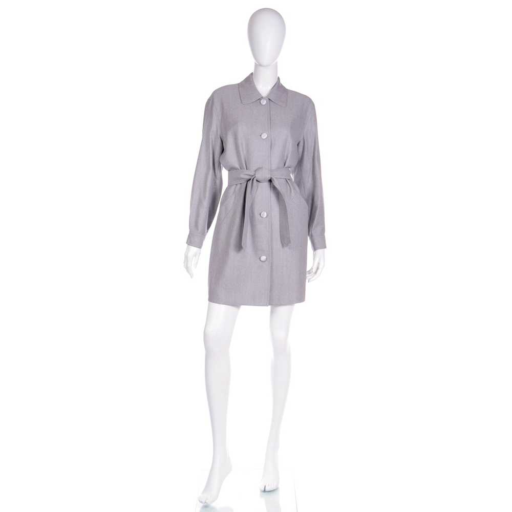 1990s Isaac Mizrahi Grey Wool Collared Jacket wit… - image 2