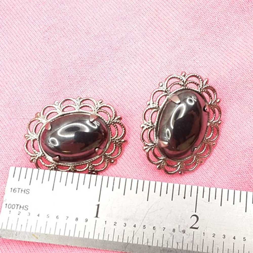 Vntg Victorian Revival Hematite Earrings - image 5