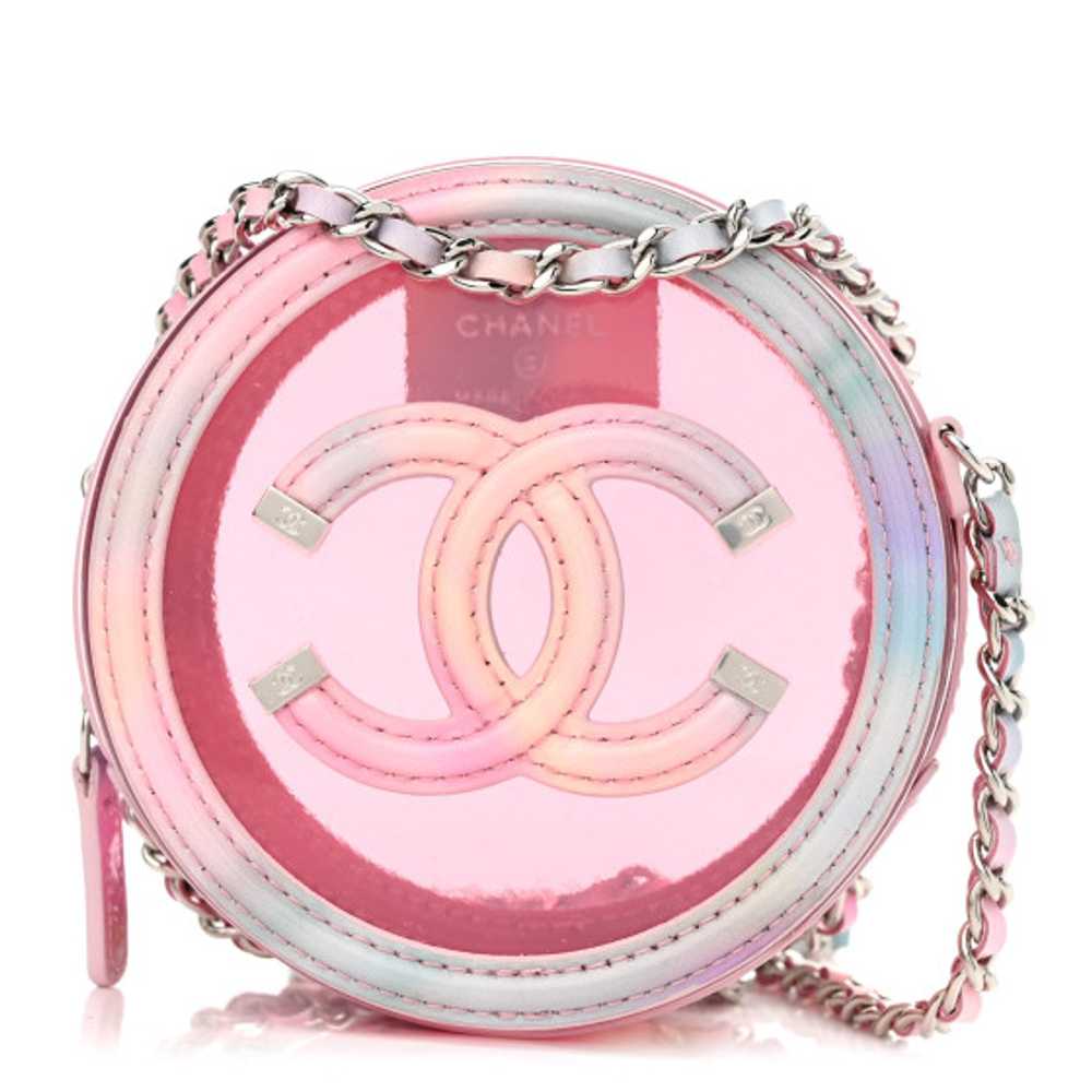 CHANEL PVC Lambskin Filigree Round Clutch With Ch… - image 1