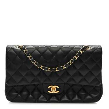 CHANEL Lambskin Quilted Medium Double Flap Black