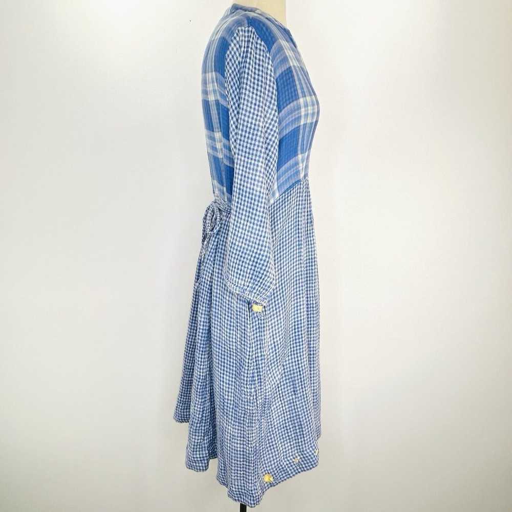 Vintage April Cornell Dress L Blue White Plaid Mi… - image 2