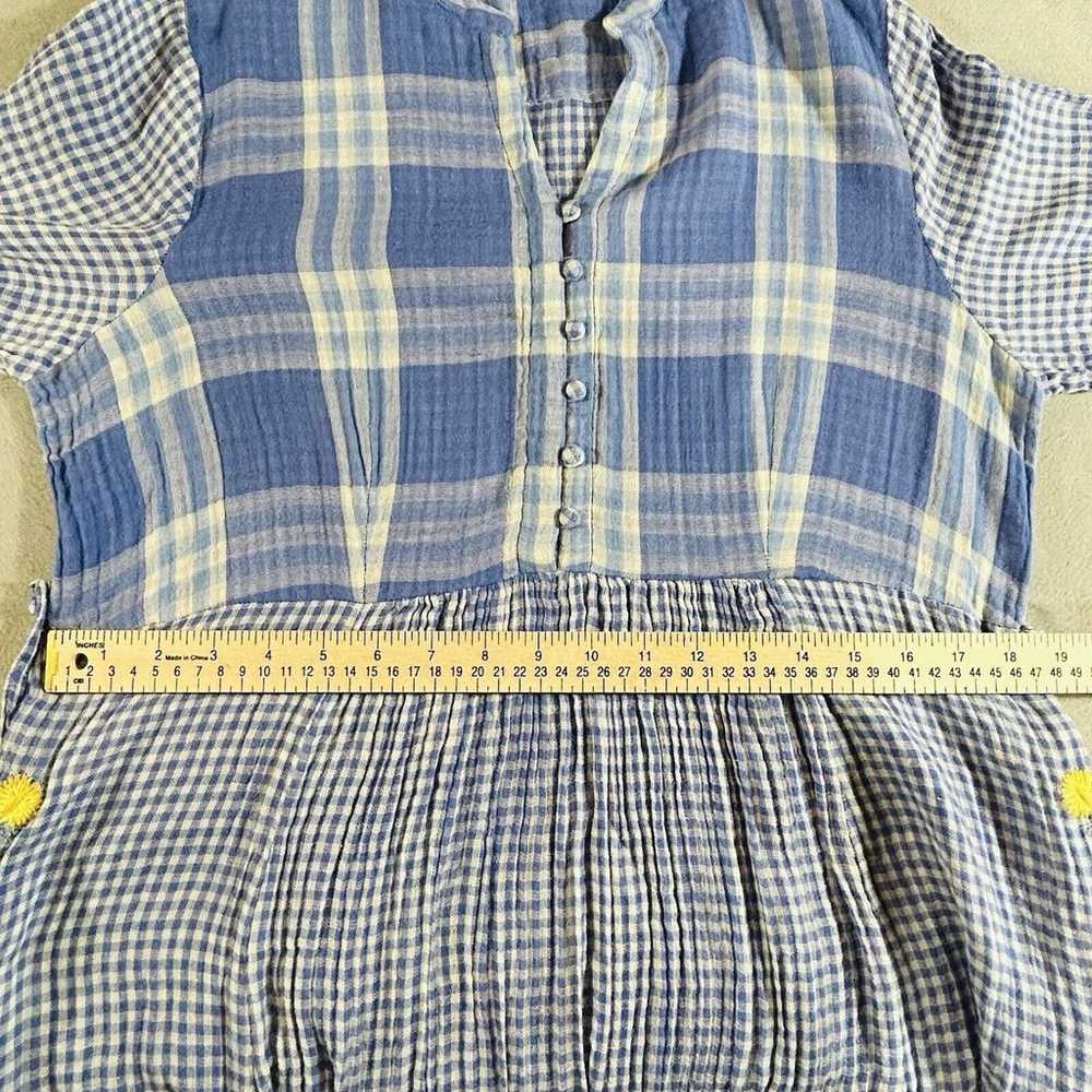 Vintage April Cornell Dress L Blue White Plaid Mi… - image 6