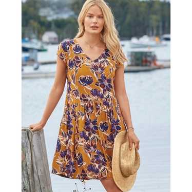 Garnet Hill Summer Day Orange Floral Dress