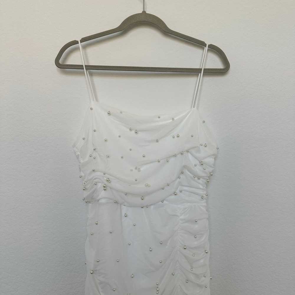 Lulus Toast to Romance White Ruched Pearl Bodycon… - image 6