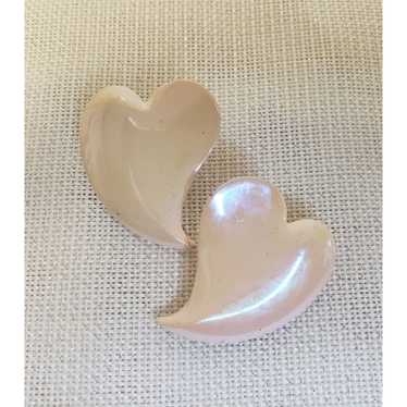 Vintage Iridescent Heart Post Earrings, Kitschy 8… - image 1