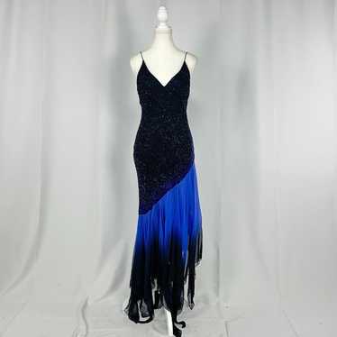 Cassandra Stone Silk Asymmetrical Black/Blue Cock… - image 1