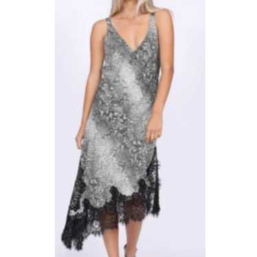 Gold Hawk grey snakeskin silk slip dress - image 1