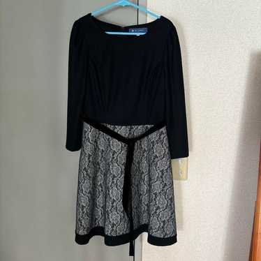 MS GRACY Black and Gray Lace Dress