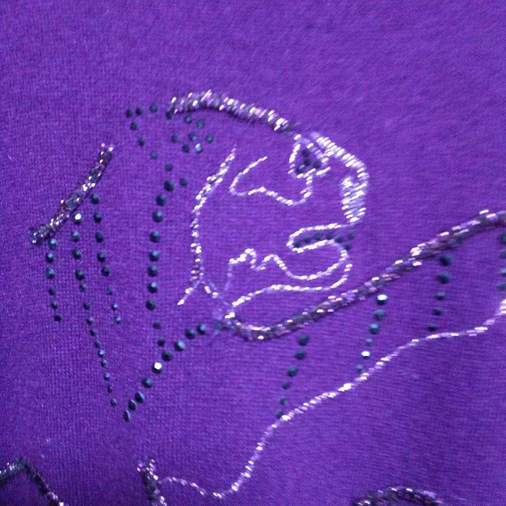 Purple dog embroidered knit dress, long sleeve. - image 4