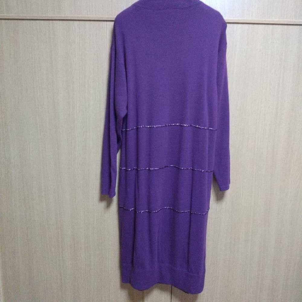 Purple dog embroidered knit dress, long sleeve. - image 5