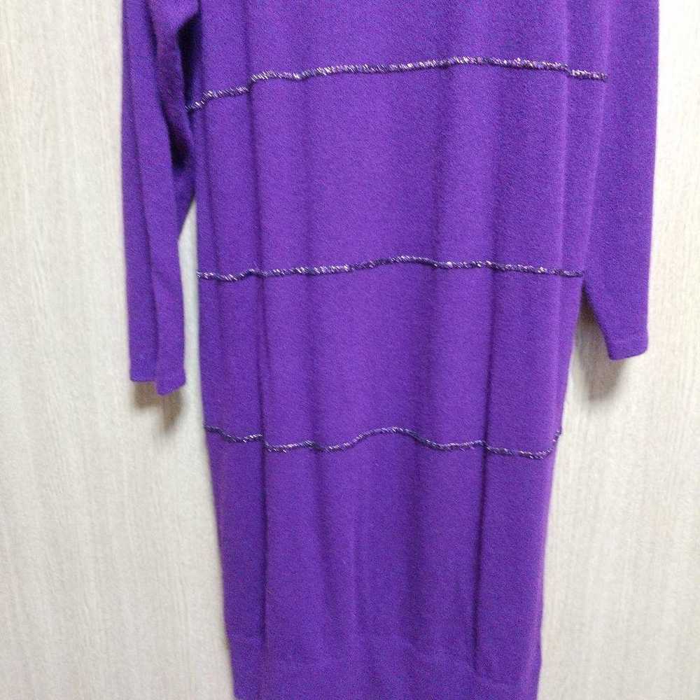 Purple dog embroidered knit dress, long sleeve. - image 6