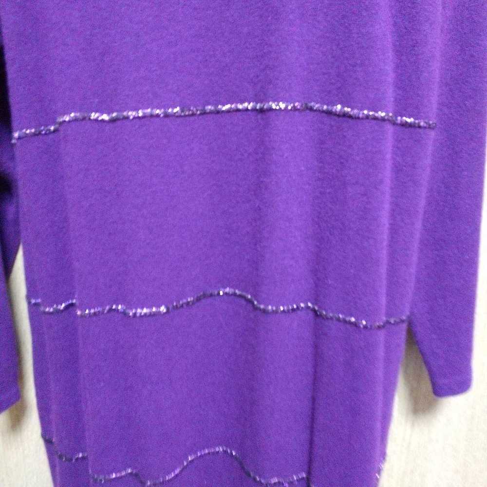 Purple dog embroidered knit dress, long sleeve. - image 7