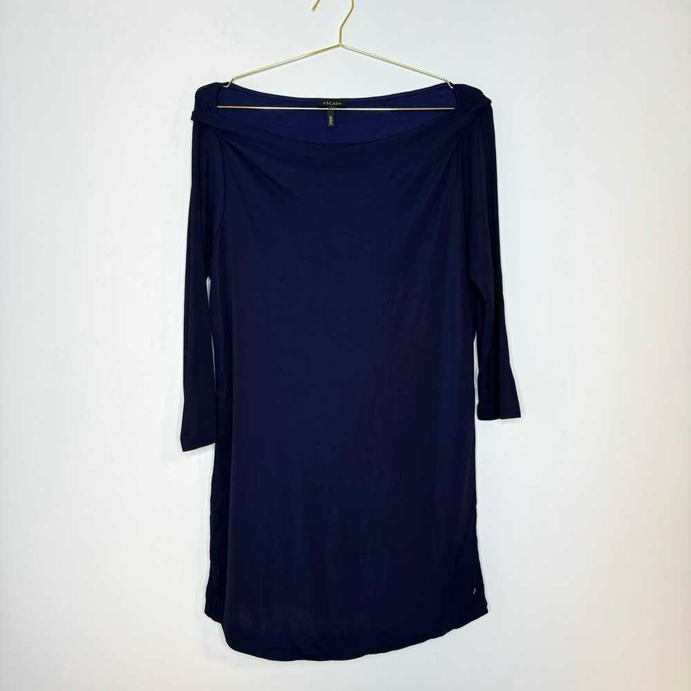 Escada Navy Blue Boatneck Long Sleeve Stretch Kni… - image 1