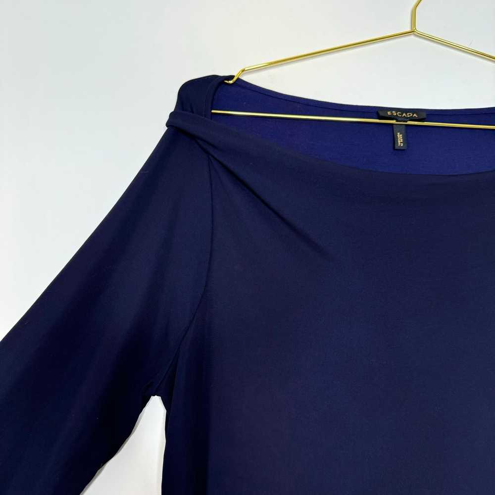 Escada Navy Blue Boatneck Long Sleeve Stretch Kni… - image 4