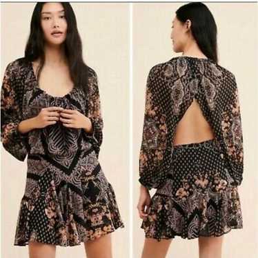 Sale Free People Seven Wonders Printed Puff Sleeve Mini Dress