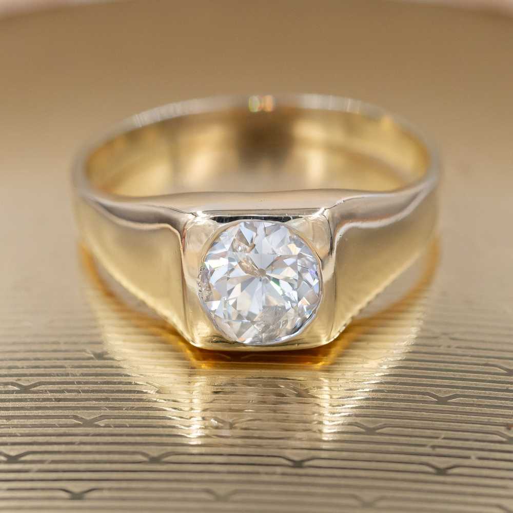 Colorless Old European Diamond Flush-Set Ring c19… - image 1