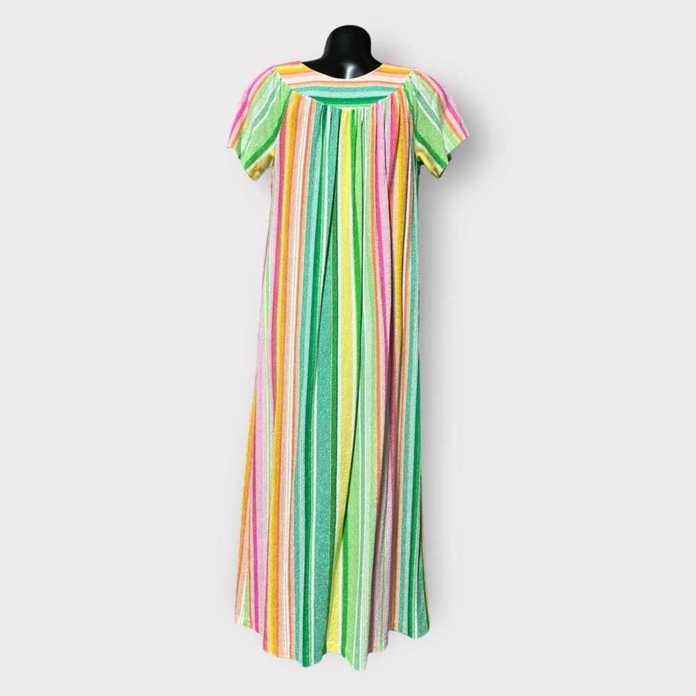 VINTAGE 60-70s Terrycloth Mumu Maxi House Dress W… - image 4