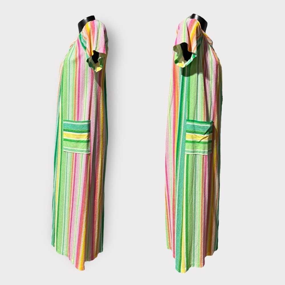 VINTAGE 60-70s Terrycloth Mumu Maxi House Dress W… - image 5