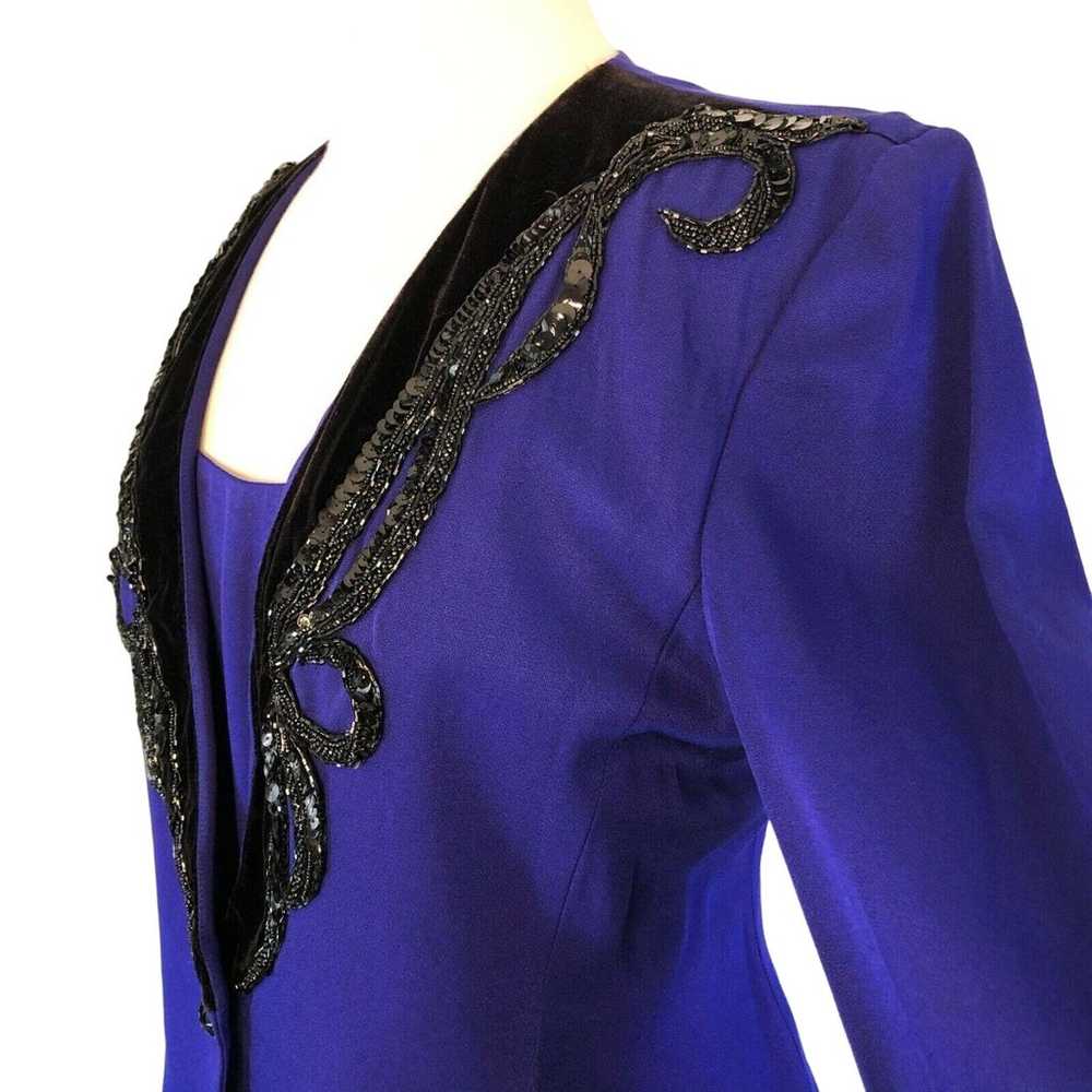 Nah Nah Evening Jacket Dress Sequin Trim Purple S… - image 3